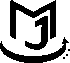 Logotipo estilizado con las letras M y J en color negro sobre fondo transparente.