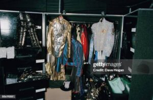 Some of Michael Jackson's stage costumes backstage in Bremen during the HIStory World Tour, 1997.(Photo by Dave Hogan/Getty Images)